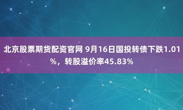 北京股票期货配资官网 9月16日国投转债下跌1.01%，转股溢价率45.83%